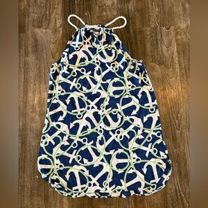 Mud Pie Navy and Green Anchor Print Swimsuit Coverup.